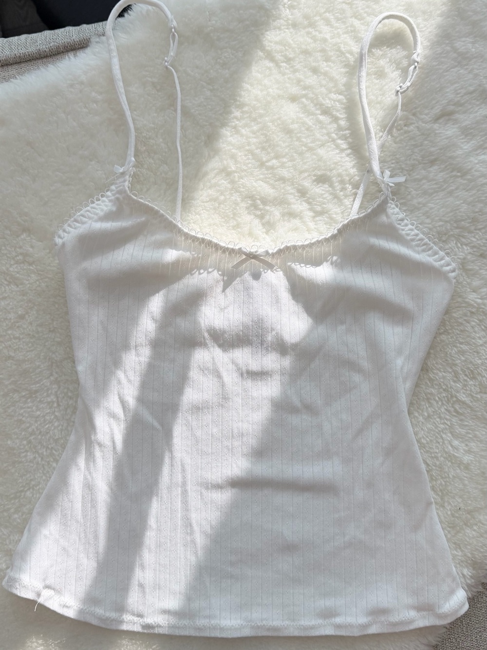 SKIMS White Lace-Trim Cami Tank Top - XS